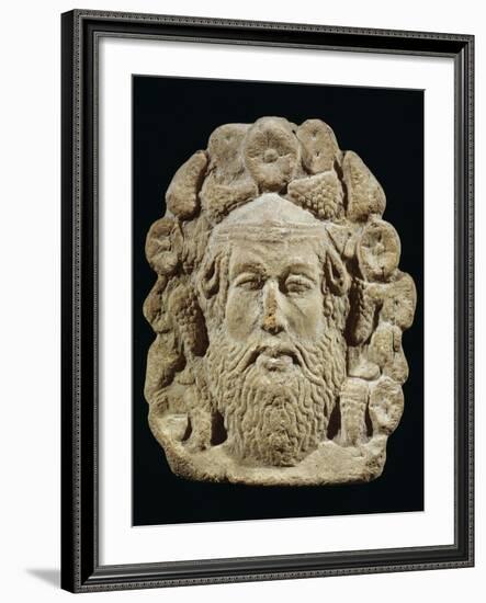 Antefix Depicting Silenus' Head Surrounded by Bunches of Grapes and Flowers-null-Framed Giclee Print