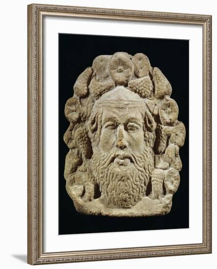Antefix Depicting Silenus' Head Surrounded by Bunches of Grapes and Flowers-null-Framed Giclee Print