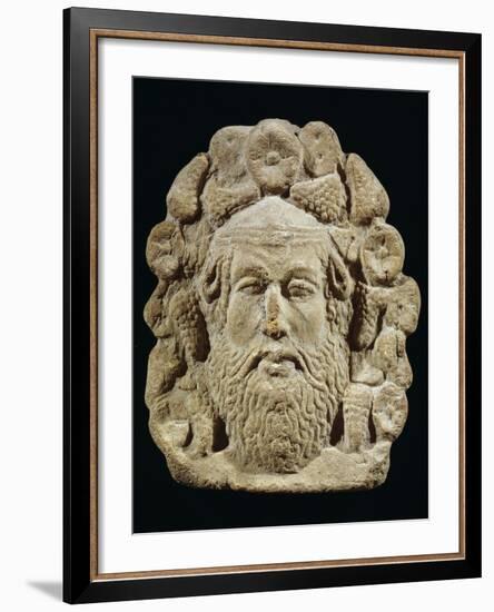 Antefix Depicting Silenus' Head Surrounded by Bunches of Grapes and Flowers-null-Framed Giclee Print