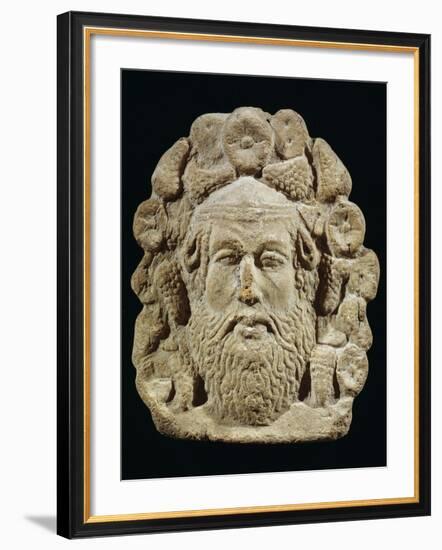 Antefix Depicting Silenus' Head Surrounded by Bunches of Grapes and Flowers-null-Framed Giclee Print