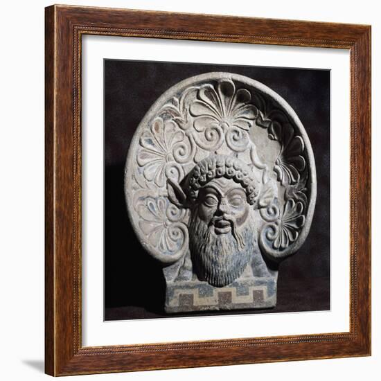 Antefix with Head of Silenus, from Temple of Pyrgi, Lazio, Italy, 5th Century BC-null-Framed Giclee Print