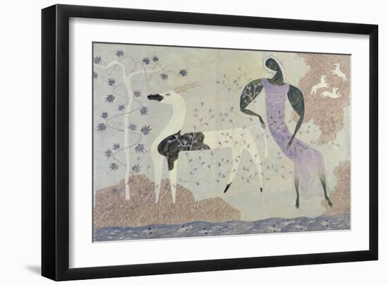 Antelope and Figure in a Landscape, 1936-John Armstrong-Framed Giclee Print