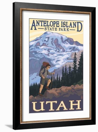 Antelope Island State Park, Utah - Hiking Scene-Lantern Press-Framed Art Print