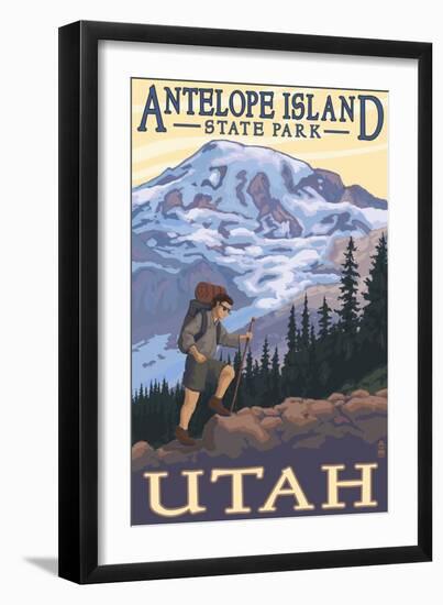 Antelope Island State Park, Utah - Hiking Scene-Lantern Press-Framed Art Print