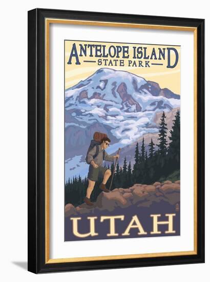 Antelope Island State Park, Utah - Hiking Scene-Lantern Press-Framed Art Print