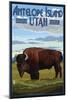 Antelope Island, Utah - Bison Scene-Lantern Press-Mounted Art Print