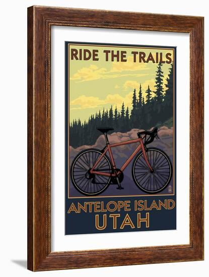 Antelope Island, Utah - Mountain Bike Scene-Lantern Press-Framed Art Print