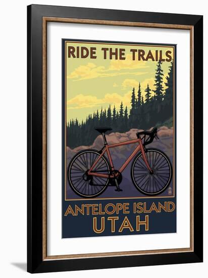 Antelope Island, Utah - Mountain Bike Scene-Lantern Press-Framed Art Print