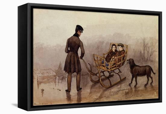 Anthony, Frank and Caroline Sledging on the Ice-Mary Ellen Best-Framed Premier Image Canvas