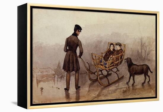 Anthony, Frank and Caroline Sledging on the Ice-Mary Ellen Best-Framed Premier Image Canvas