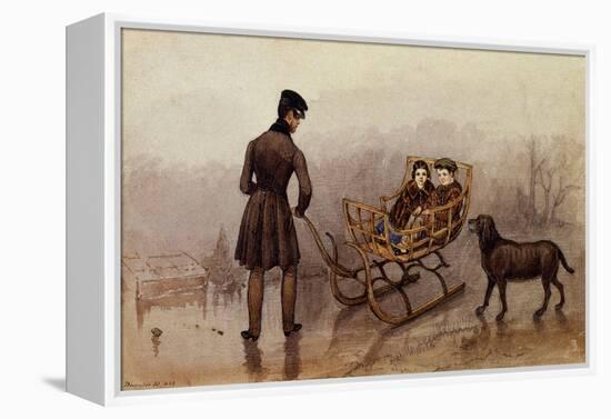 Anthony, Frank and Caroline Sledging on the Ice-Mary Ellen Best-Framed Premier Image Canvas