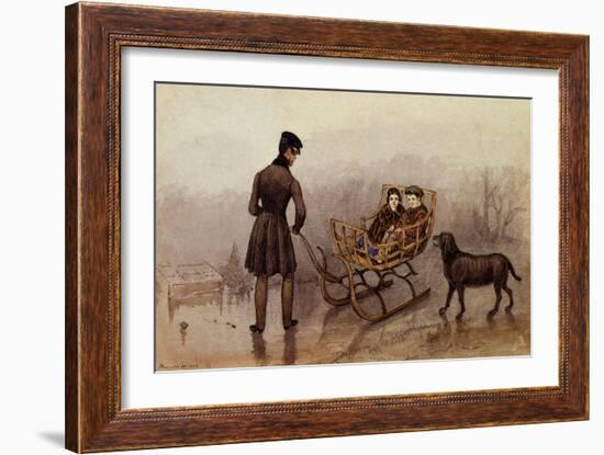 Anthony, Frank and Caroline Sledging on the Ice-Mary Ellen Best-Framed Giclee Print