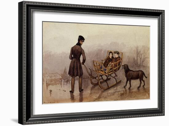 Anthony, Frank and Caroline Sledging on the Ice-Mary Ellen Best-Framed Giclee Print