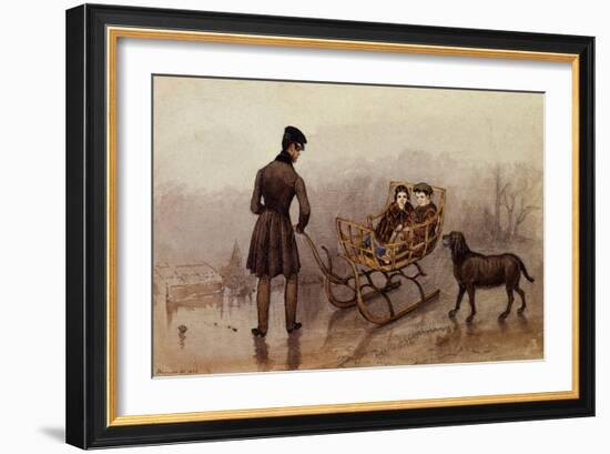 Anthony, Frank and Caroline Sledging on the Ice-Mary Ellen Best-Framed Giclee Print