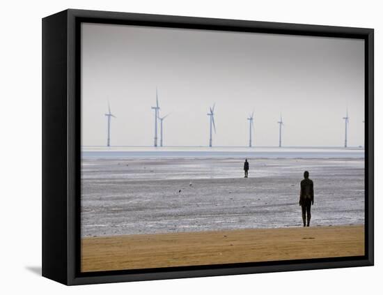 Anthony Gormleys Another Place, Crosby Beach, Merseyside, England, UK-Alan Copson-Framed Premier Image Canvas