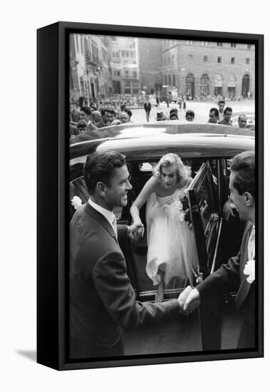 Anthony Steel and Anita Ekberg During their Wedding Day-Mario de Biasi-Framed Premier Image Canvas