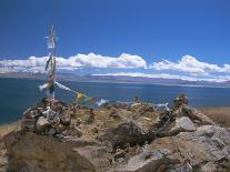 Prayer Flags Over Sky Burial Site, Lake Manasarovar (Manasarowar), Tibet, China-Anthony Waltham-Photographic Print