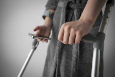 Woman Seated with Crutches-Anthony West-Photographic Print