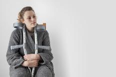 Woman Seated with Crutches-Anthony West-Photographic Print