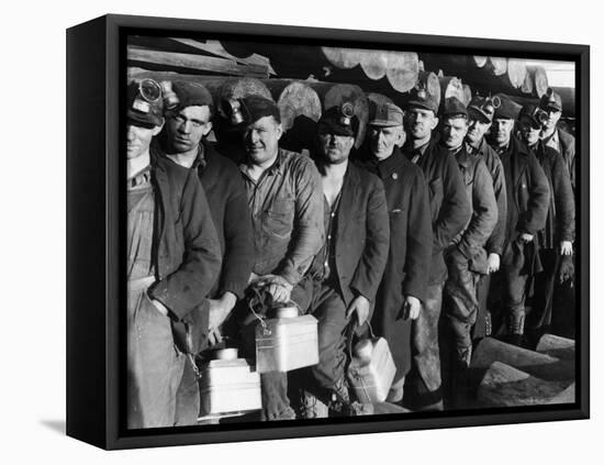 Anthracite Coal Miners Coming Out of Powderly Mine-Margaret Bourke-White-Framed Premier Image Canvas