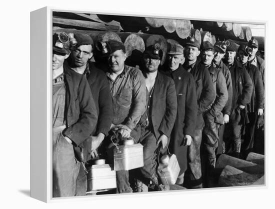 Anthracite Coal Miners Coming Out of Powderly Mine-Margaret Bourke-White-Framed Premier Image Canvas