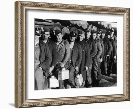 Anthracite Coal Miners Coming Out of Powderly Mine-Margaret Bourke-White-Framed Photographic Print