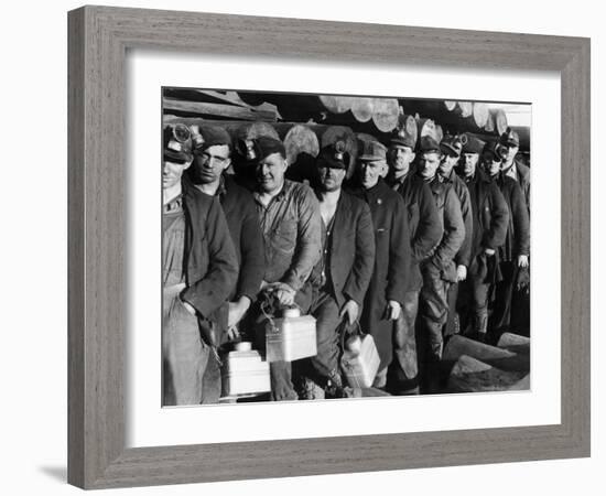 Anthracite Coal Miners Coming Out of Powderly Mine-Margaret Bourke-White-Framed Photographic Print