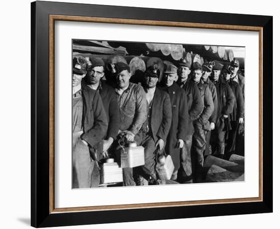 Anthracite Coal Miners Coming Out of Powderly Mine-Margaret Bourke-White-Framed Photographic Print