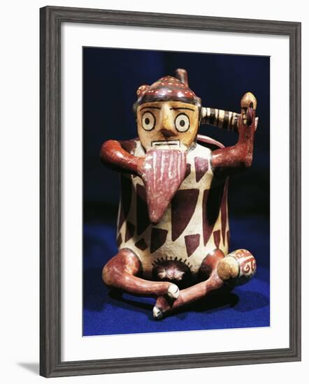 Anthropomorphic Polychrome Terracotta Vessel with Music Symbols, Peru, Nazca Culture-null-Framed Giclee Print