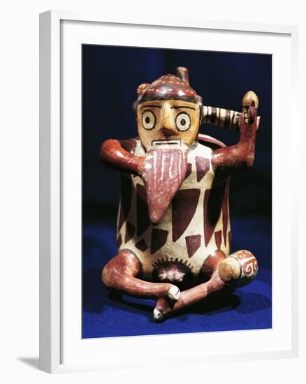 Anthropomorphic Polychrome Terracotta Vessel with Music Symbols, Peru, Nazca Culture-null-Framed Giclee Print