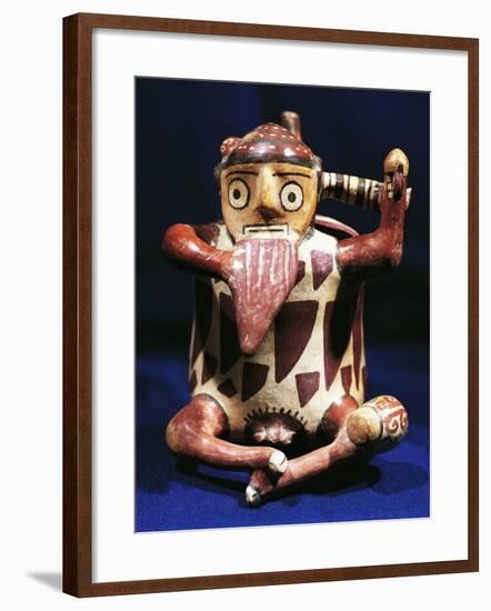 Anthropomorphic Polychrome Terracotta Vessel with Music Symbols, Peru, Nazca Culture-null-Framed Giclee Print