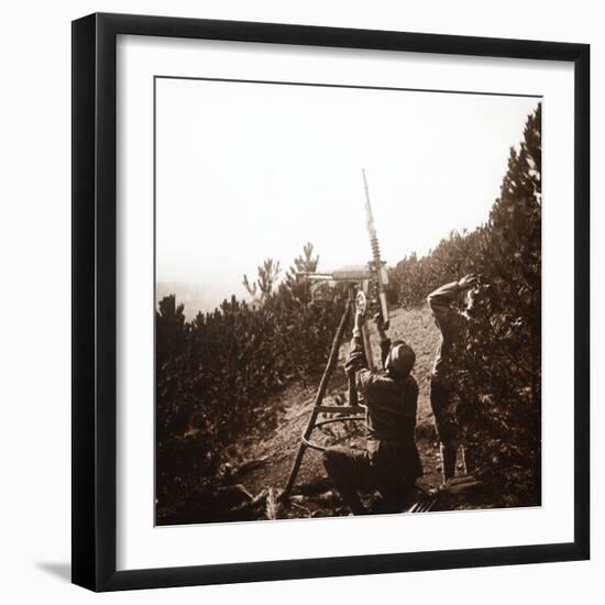 Anti-aircraft machine gun, Alace, France, c1914-c1918-Unknown-Framed Photographic Print