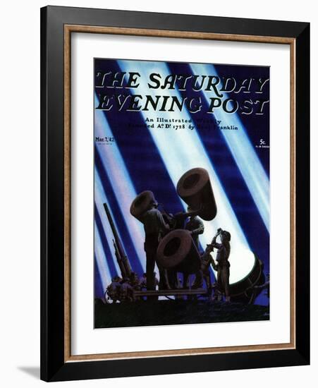 "Anti- Aircraft," Saturday Evening Post Cover, March 7, 1942-Stevan Dohanos-Framed Giclee Print