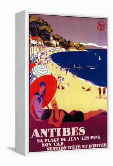 Antibes Vintage Poster - Europe-Lantern Press-Framed Stretched Canvas