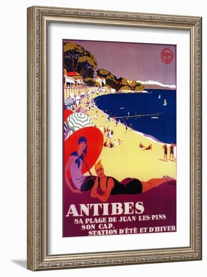 Antibes Vintage Poster - Europe-Lantern Press-Framed Art Print