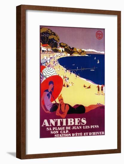Antibes Vintage Poster - Europe-Lantern Press-Framed Art Print