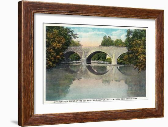 Antietam Creek, Maryland - Nat'l Road, Old Stone Bridge Near Hagerstown-Lantern Press-Framed Art Print