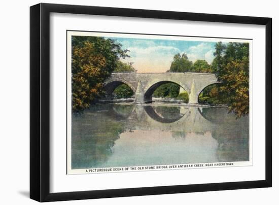 Antietam Creek, Maryland - Nat'l Road, Old Stone Bridge Near Hagerstown-Lantern Press-Framed Art Print