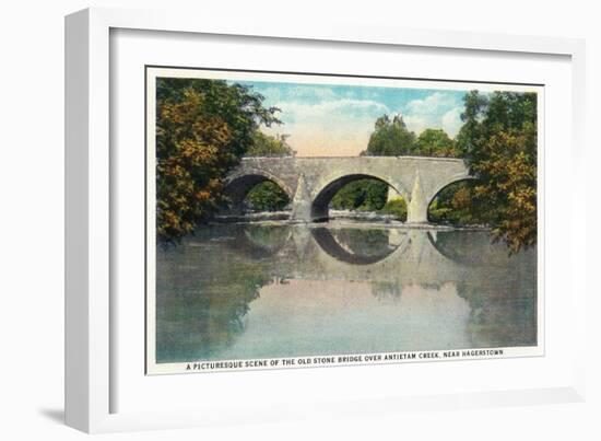 Antietam Creek, Maryland - Nat'l Road, Old Stone Bridge Near Hagerstown-Lantern Press-Framed Art Print