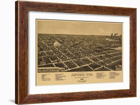 Antigo, Wisconsin - Panoramic Map - Antigo, WI-Lantern Press-Framed Art Print