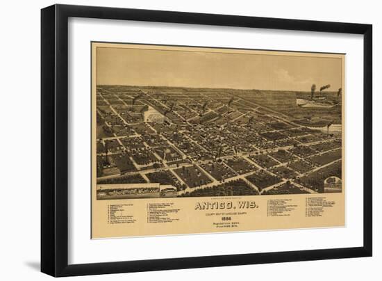 Antigo, Wisconsin - Panoramic Map - Antigo, WI-Lantern Press-Framed Art Print