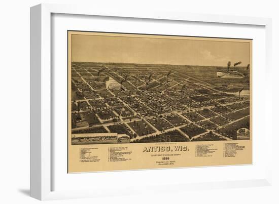 Antigo, Wisconsin - Panoramic Map - Antigo, WI-Lantern Press-Framed Art Print