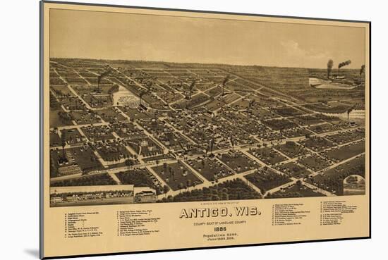 Antigo, Wisconsin - Panoramic Map - Antigo, WI-Lantern Press-Mounted Art Print
