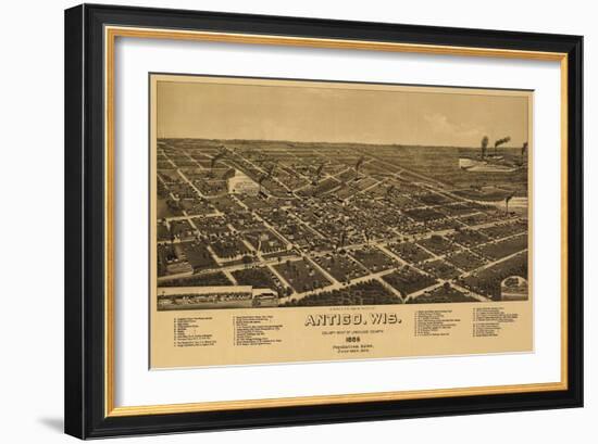 Antigo, Wisconsin - Panoramic Map - Antigo, WI-Lantern Press-Framed Art Print