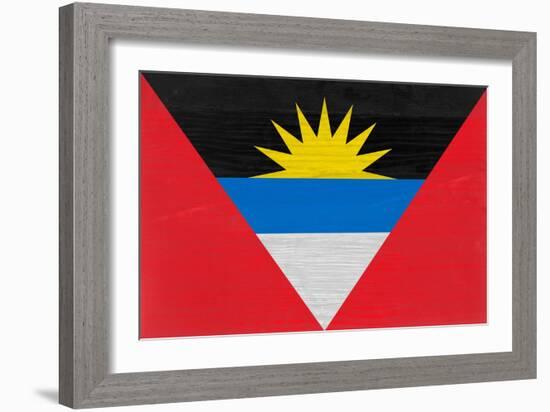 Antigua And Barbuda Flag Design with Wood Patterning - Flags of the World Series-Philippe Hugonnard-Framed Art Print