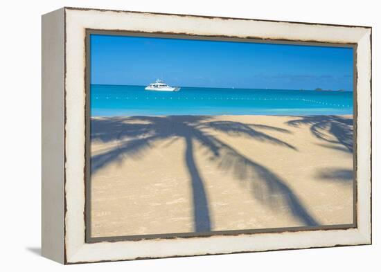 Antigua, Jolly Bay Beach, Palm Trees Casting Shadows-Alan Copson-Framed Premier Image Canvas