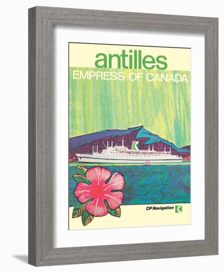 Antilles Islands - Canadian Pacific’s Empress of Canada, Vintage Ocean Liner Travel Poster, 1969-Pacifica Island Art-Framed Art Print