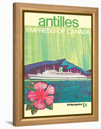 Antilles Islands - Canadian Pacific’s Empress of Canada, Vintage Ocean Liner Travel Poster, 1969-Pacifica Island Art-Framed Stretched Canvas