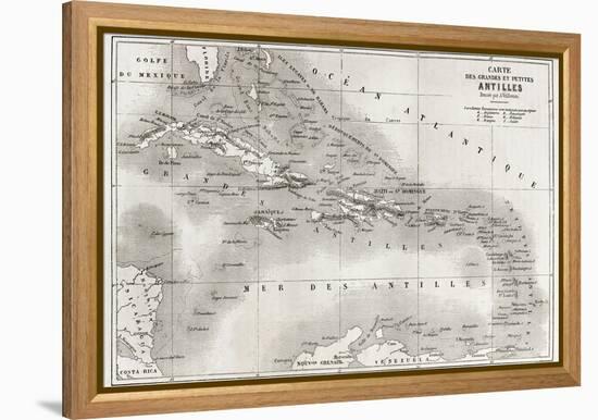 Antilles Old Map. Created By Vuillemin And Erhard, Published On Le Tour Du Monde, Paris, 1860-marzolino-Framed Stretched Canvas