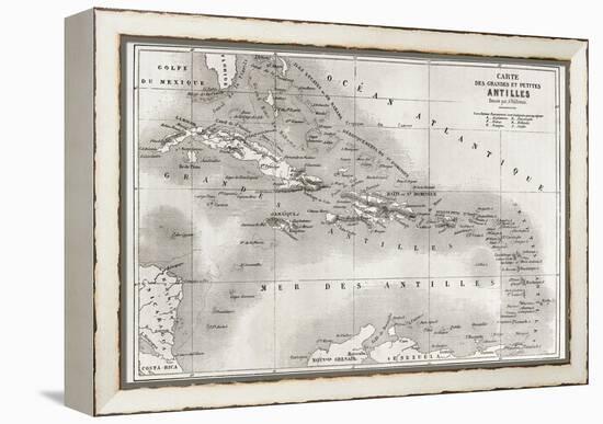 Antilles Old Map. Created By Vuillemin And Erhard, Published On Le Tour Du Monde, Paris, 1860-marzolino-Framed Stretched Canvas